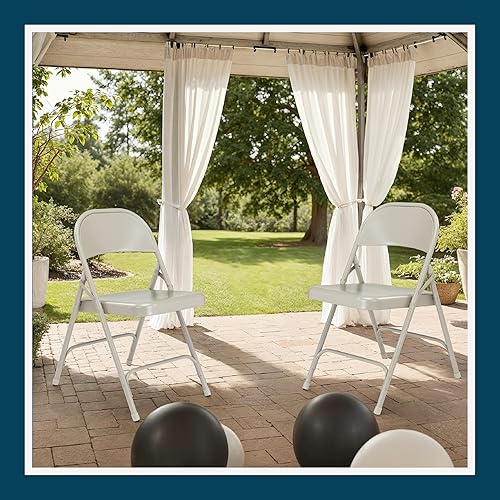 Miniatura 42 de OEF Furnishings Serie OEF50 Sillas plegables de acero resistentes con capacidad de peso de 500 libras (paquete de 4, negro) Negro