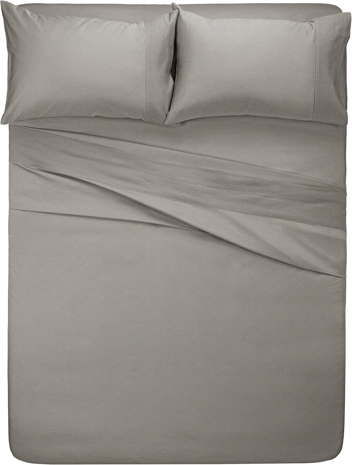 Amazon Brand – Pinzon 400-Thread-Count Pleated Hem Egyptian Cotton Sheet Set - King, Sterling