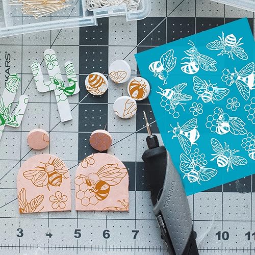 Miniatura 4 de OLYCRAFT Plantillas de arcilla de diente de león de 4 x 5 pulgadas, pantalla de seda para plantas de arcilla polimérica, plantillas de pantalla de