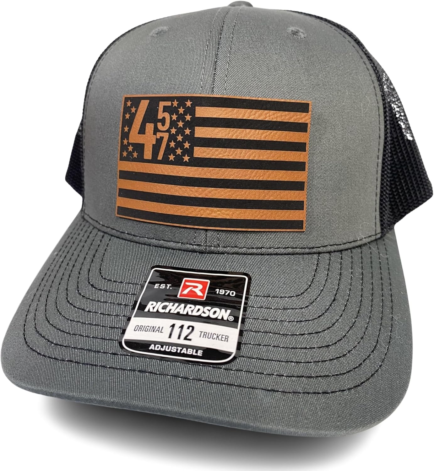 Only Felons, President 45 47 2024 Hat, 112 Style Trucker Leather Patch Hat for Men & Women, Baseball Cap with Snapback