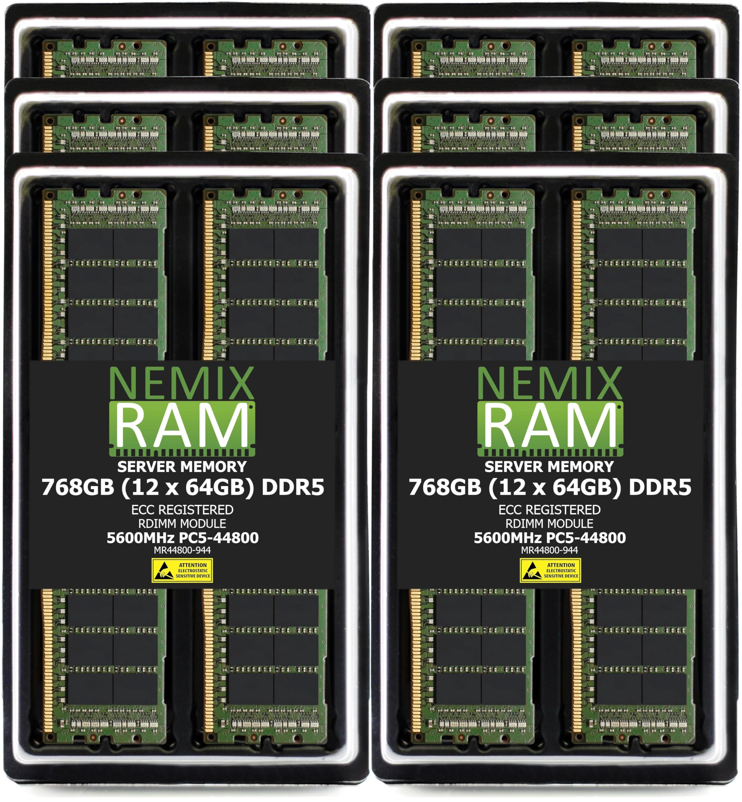768GB (12X64GB) DDR5 5600MHz PC5-44800 4Rx4 1.1V CL46 288-PIN ECC