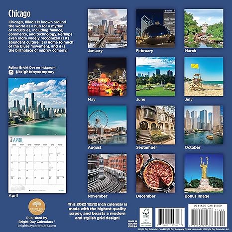 Uiuc 2022 2023 Calendar Amazon.com : 2022 Chicago Wall Calendar By Bright Day, 12 X 12 Inch, Usa  Hometowns Collection Illinois : Office Products