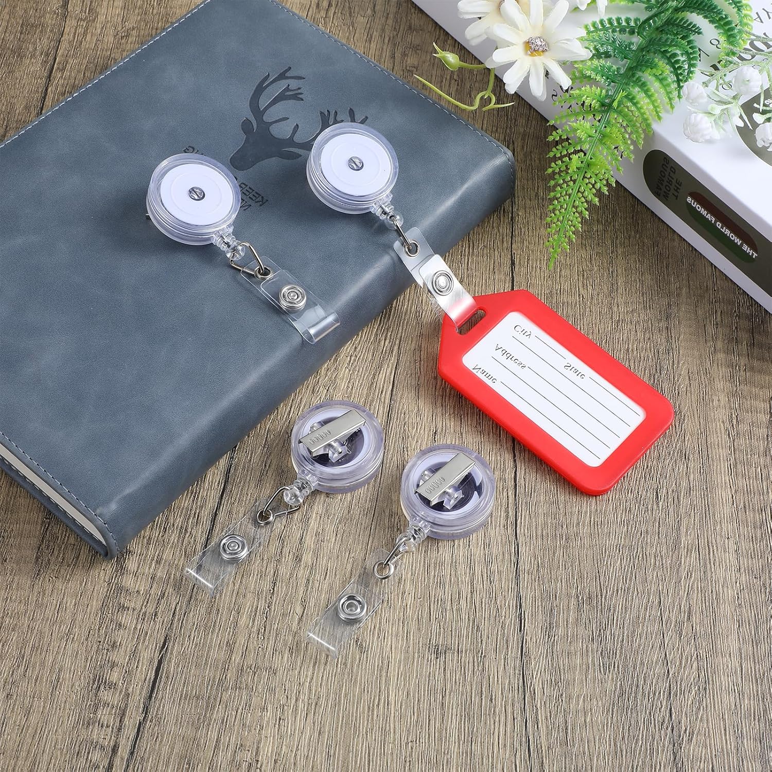 100pcs Retractable Badge Reels Bulk,Translucent Clear Round Badge Holders Clip with Swivel Alligator Clip for Students Teachers Office Workers - Image 7