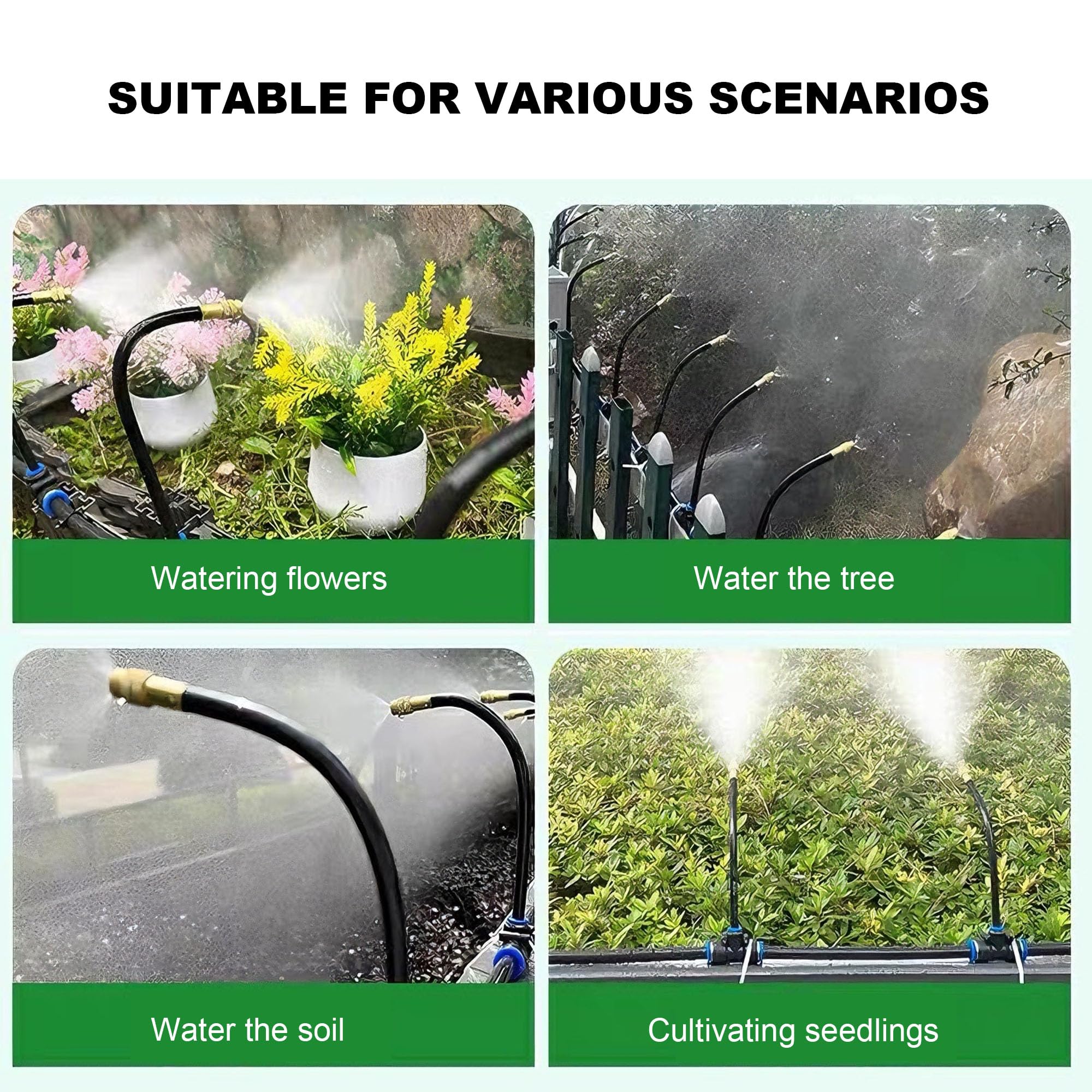 Système d'irrigation goutte à goutte de 15,2 m, kit complet d'arrosage de jardin avec buses en cuivre antirouille – Tuyau flexible stabilisé aux UV pour pelouse, serre, plantes de patio