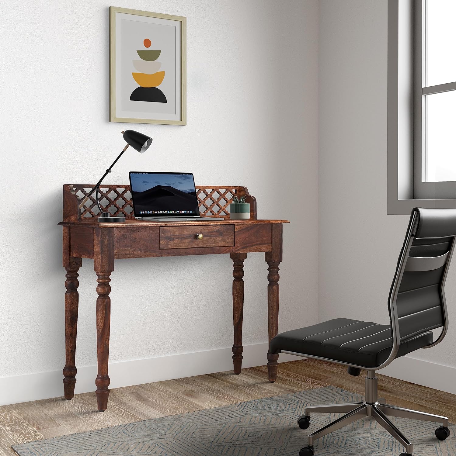 Amazon Brand Solimo Iztura Sheesham Wood Study Table (1 Drawer, Teak Finish) Solidwood Study