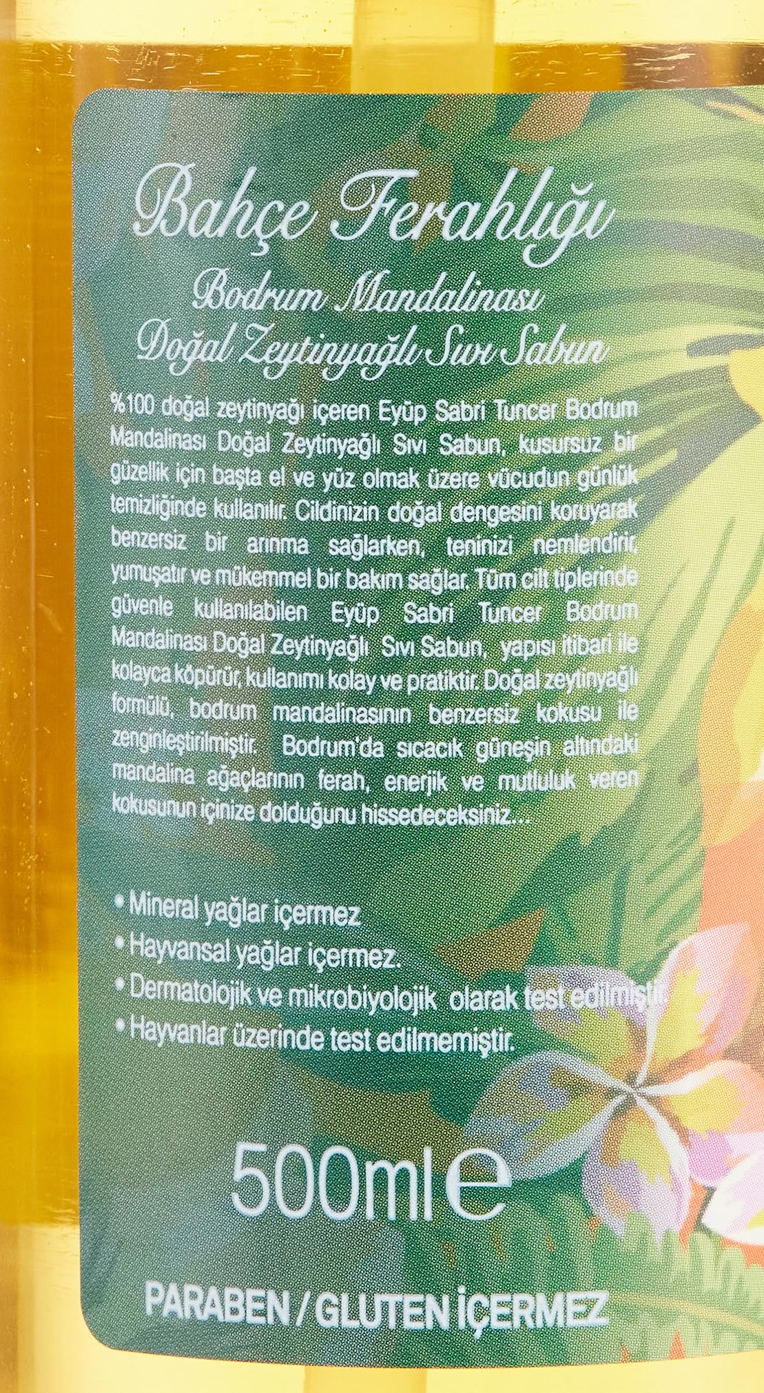 EyabiSabri Tuncer Natural Oliwa z oliwek mydło w płynie mandarynka piwniczna 500 ml butelka PET 1 opakowanie