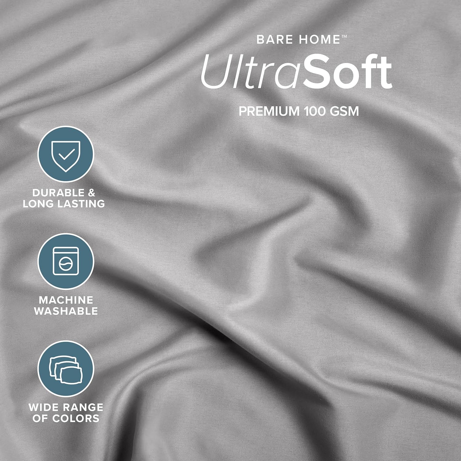 Bare Home Fitted Bottom Sheet Split Head Flex King Size - Premium 1800 Ultra-Soft - Hotel Luxury - Deep Pocket - Durable - Long Lasting (Split Head Flex King, Light Grey)