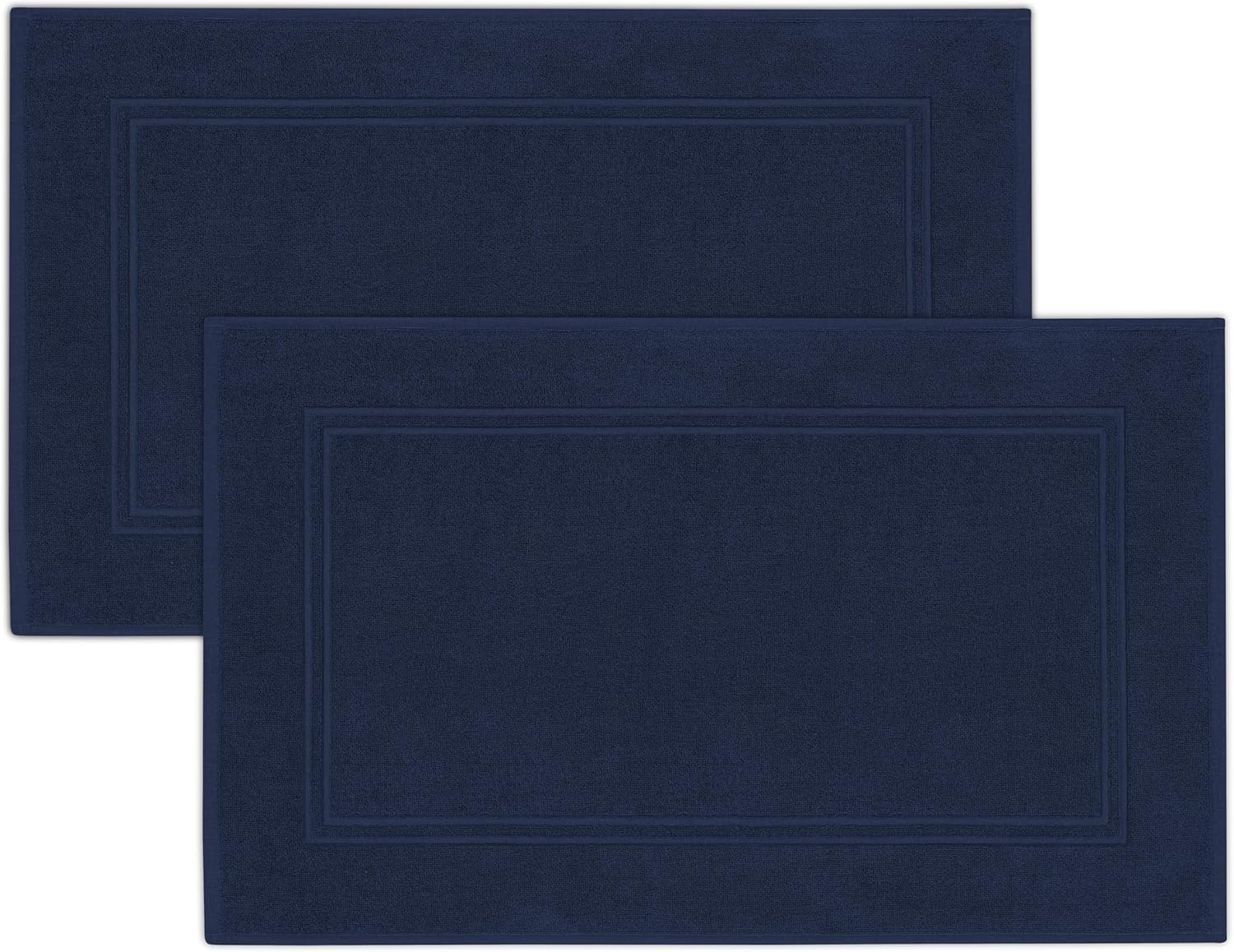 Tens Towels Pack of 2 Bath Mats 100% Cotton, 20 x 32 Inches, Super Absorbent, Hotel Quality Premium Floor Towels, Luxurious, Soft & Quick Dry, Not a Bathroom Rug, Navy