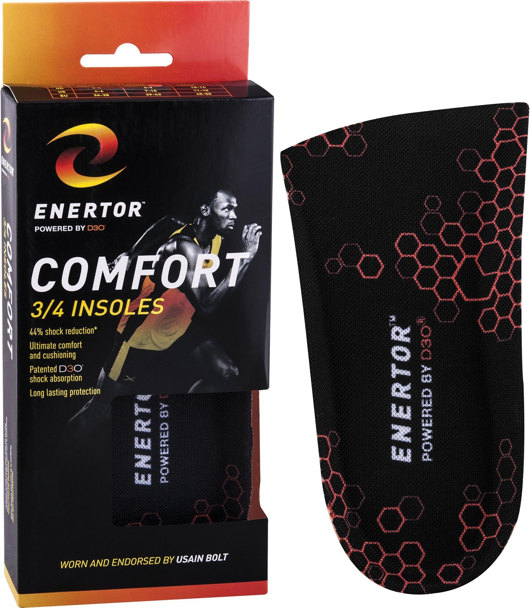 Comfort 3/4 Length Insoles - Orthotics with Deep Heel Cup - Shock Absorbing Technology - Foot and Heel Pain Relief - for Plantar Fasciitis Support, Foot and Heel Pain Relief