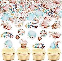 Vista 33 de Ercadio 24 piezas de decoración para tartas, con temática de conejo de Pascua para cumpleaños de primavera, suministros de fiesta de baby shower