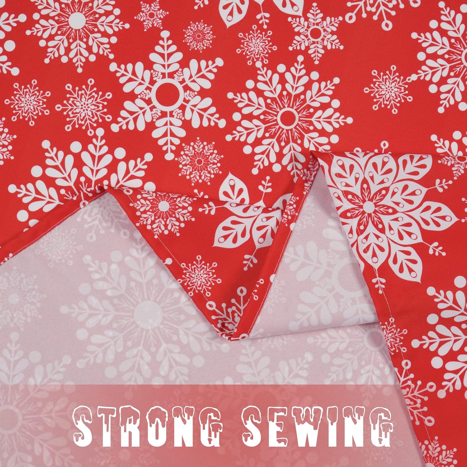 Christmas Tablecloth, Red White Snowflake Table Cloth, Xmas Waterproof Tablecloths for Dining Kitchen Winter Holiday, Spill-Proof Table Cover for New Year Party Home Decor, Rectangle 60 x 120 Inch
