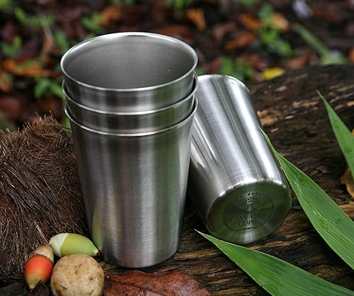 Miniatura 2 de Vasos de acero inoxidable pesado de alta calidad para niños y niños pequeños. Paquete de 4 unidades seguras sin montura de 8 onzas