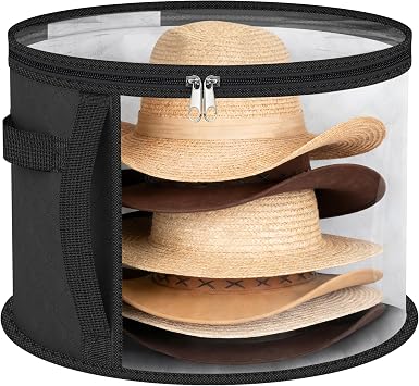 Extra Large Clear Hat Organizer for Travel and Wardrobe,Oversized Clear Hat Storage Box for Women Men, Holds up to 9 Hats Cowboy Hat Wide Brims Hat Case with Carrying Handles Grey