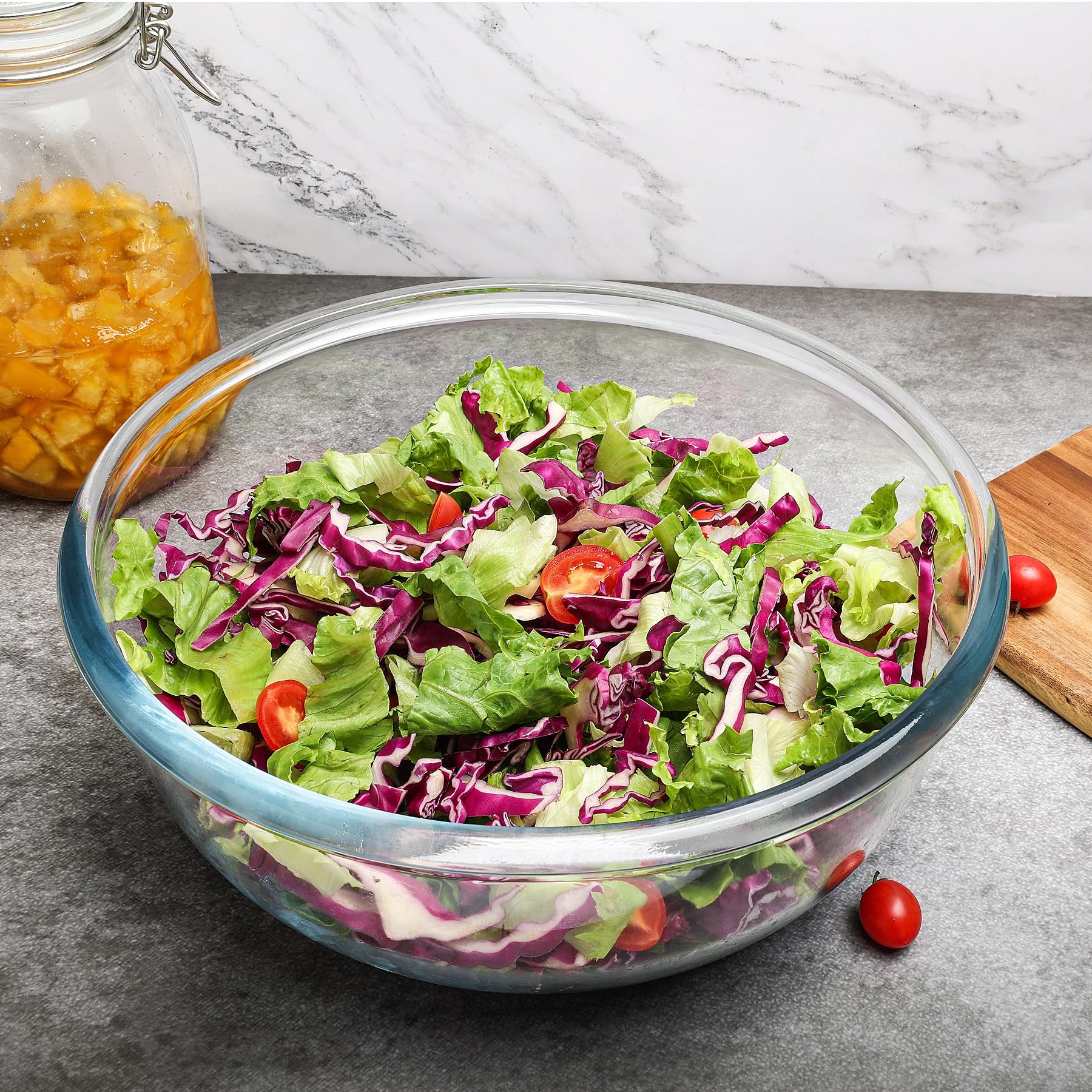 Große Glas-Rührschüssel - 5700ml Klarglas Salatschüsseln - Gläser Schüssel für Sauerteig, Brot, Küche