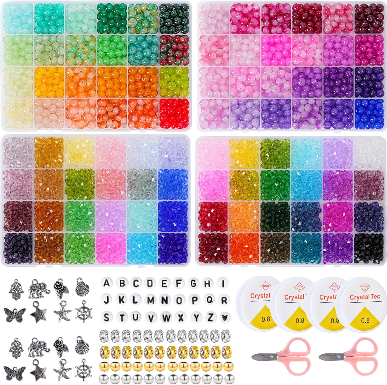 3000Pieces 5 * 8mm Abacus Glass Beads for Jewelry Making,96 Colors Special Glass Beads Friendship Beads for Bracelet Necklaces Making and DIY Crafts,Great Gifts for 6-Year-Old Girls