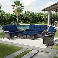 Vista 63 de Joyside Silla mecedora giratoria para exteriores para patio, mecedora de mimbre para exteriores con cojines de tela de olefina adecuada para porche