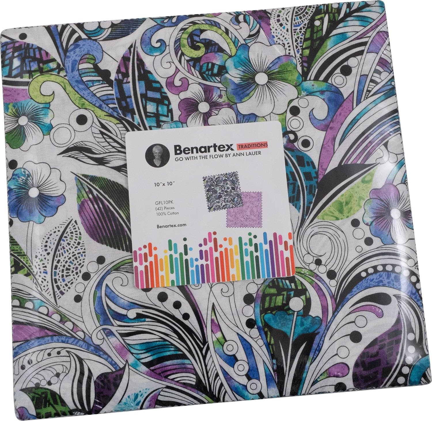 Ann Lauer Go with the Flow 10X10 Pack 42 10-inch Squares Layer Cake Benartex