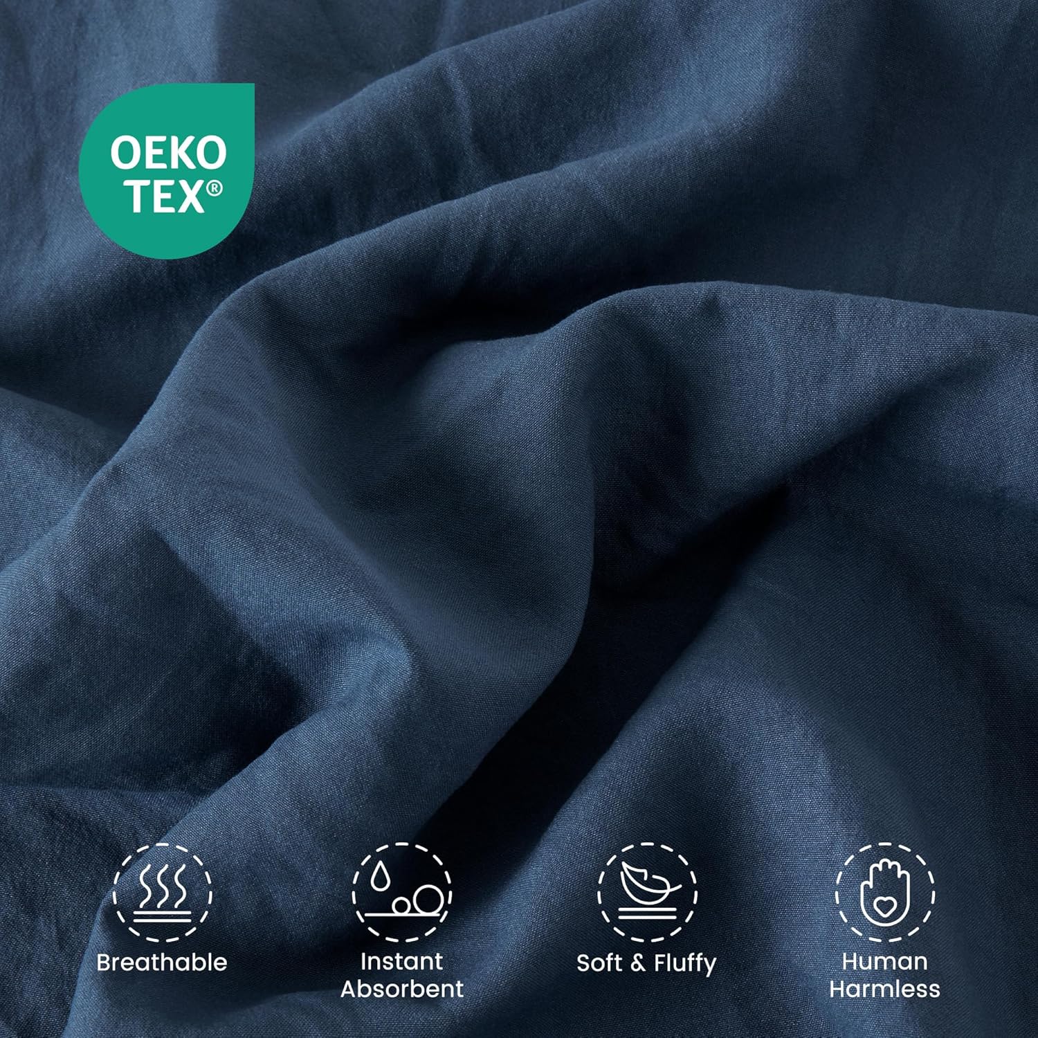 SLEEP ZONE Duvet Cover Queen Size, Stone Washed, Soft and Comfortable with Natural Wrinkles, Easy Care, Gift-Wrapped, Safe and Skin-Friendly(Navy, Queen)