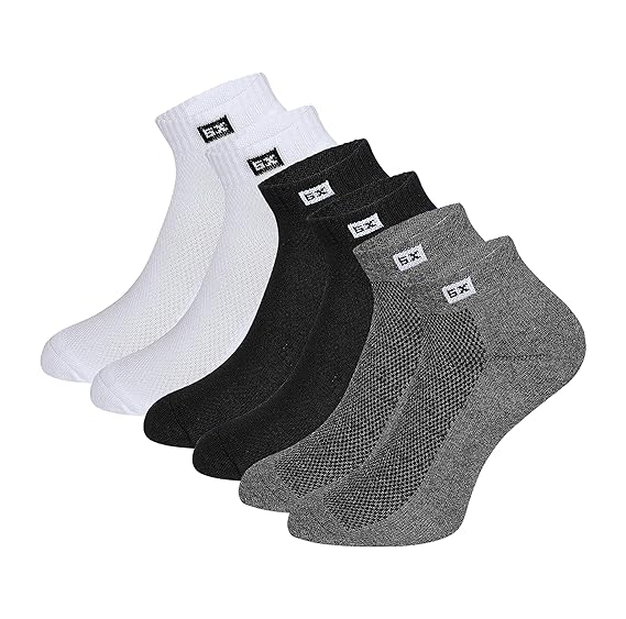 Supersox Mens Half Terry Cushion Special Design Sneaker Length Socks (Multicolour, Free Size) Pack of 3