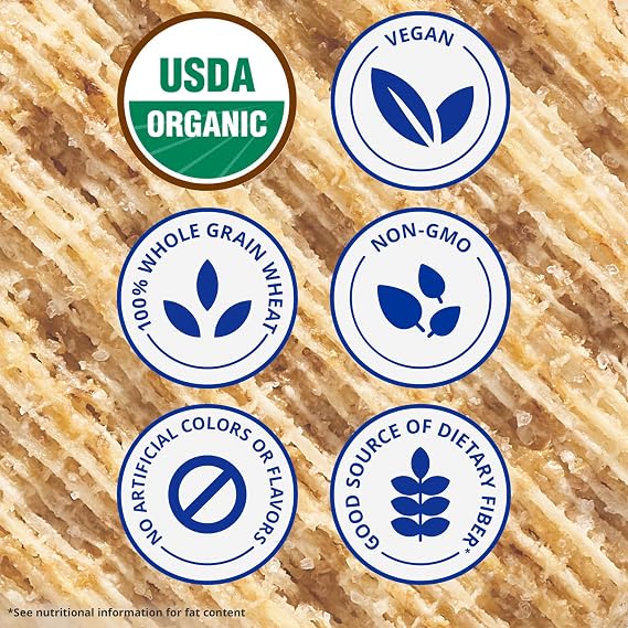 Triscuit Organic Original Whole Grain Wheat Crackers, Organic Crackers, Vegan Snacks, Bulk Lunch Snacks, 6 - 7 oz Boxes