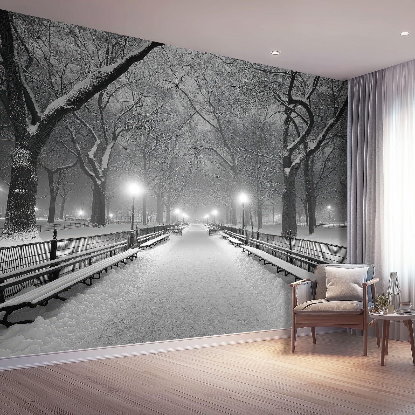 Papier Peint Paysage Enneigé d'Hiver pour une Chambre d'Enfant Apaisante