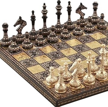 Luxury & Decorative Premium Chess Board Game Set | 14 x 14 Inches | Multicolor | Collectible & Handmade Chess Set for Professionals & Adult for Tournament/for Gifting by INDUS LIVING
