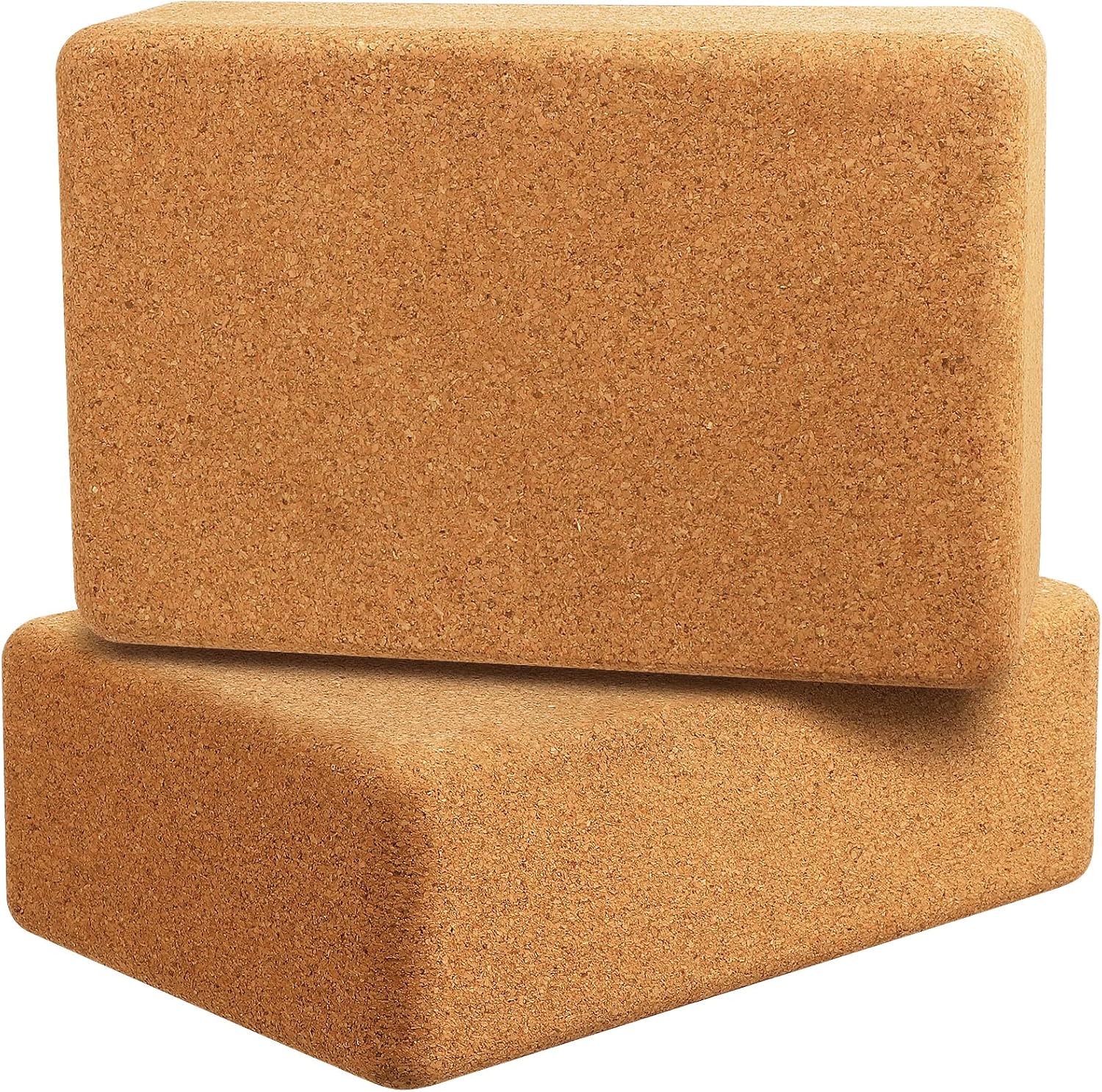 Cork Yoga Blocks 2 Pack Set, High Density Natural Cork
