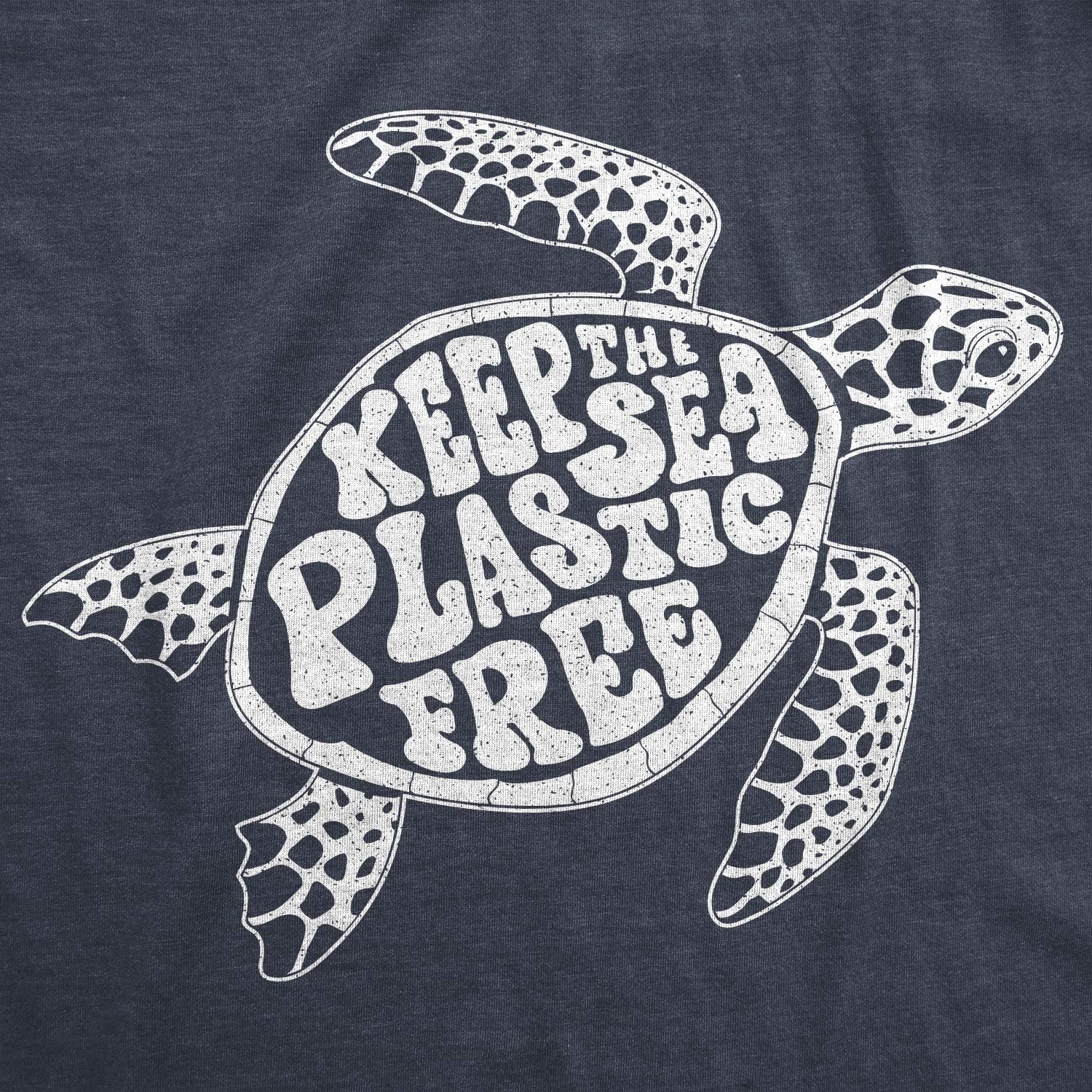 Womens Keep The Sea Plastic Free T Shirt Cute Sea Turtle Earth Day Tee | Funny T Shirts, Graphic Tops for Women, Cool Animal Top, Environmental, Soft Cotton Blend, Women's Novelty Tees