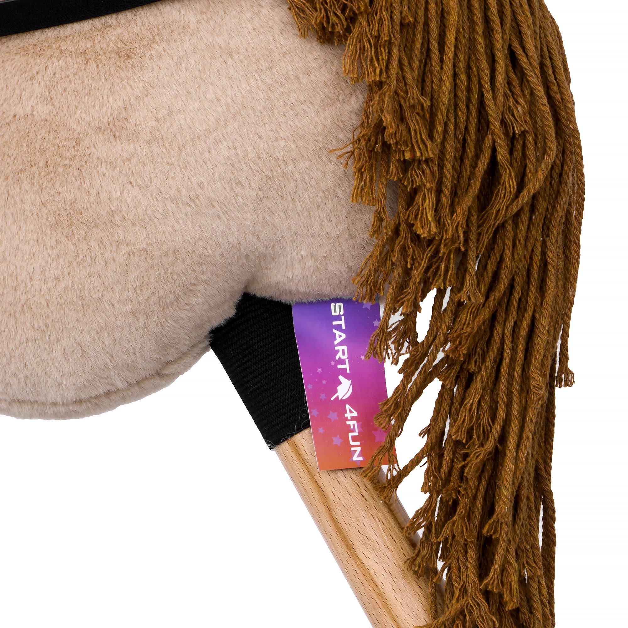 Start Hobby Horse Steckenpferd aus Plüsch mit Holzstock – Realistisches Stockpferd mit Langer Mähne zum Frisieren – Weiches Spielpferd für Kinder Hobby Horsing & Rollenspiele (Bonnie (Beige))