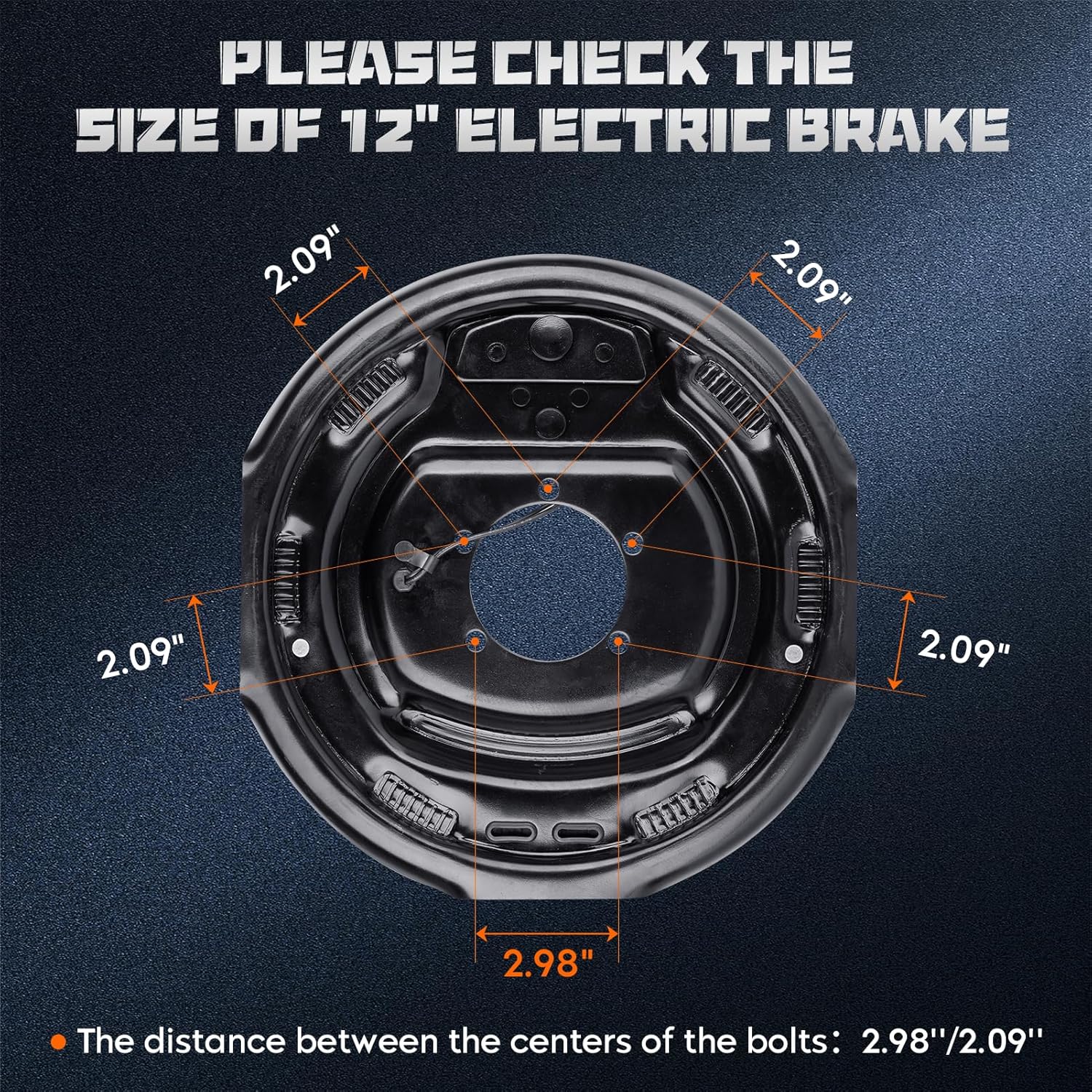 Youxmoto 12" X 2" Electric Trailer Brake kit (2 Right + 2 Left), 5 Hole for 5,200 lbs, 6,000 lbs, and 7,000 lbs Trailer Axles. 2 Sets Trailer Brake Assembly