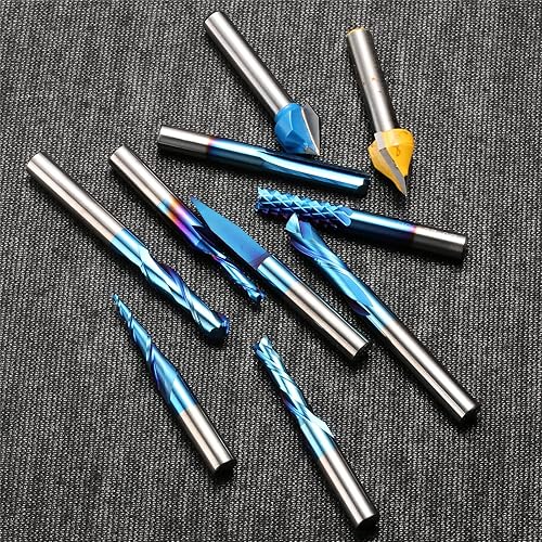 Miniatura 6 de Genmitsu Colección de brocas de enrutador CNC de uso general, vástago de 14", revestimiento azul nano, MC10A