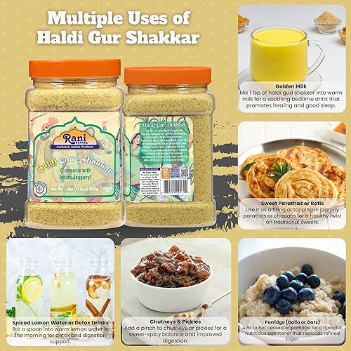 Miniatura 157 de Rani Masala Gur (Jaggery) Azúcar de caña sin refinar indio sin refinar, 17.5 oz (1.1 libras) tarro de PET de 17.64 oz ~ Apto para gluten Vegano