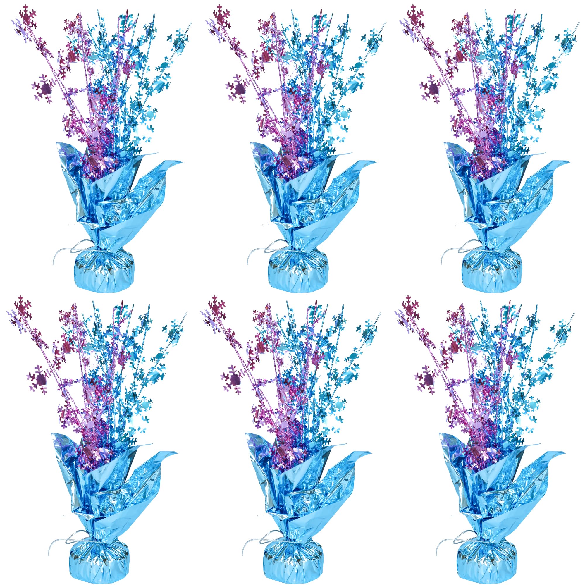Gyufise 6 Pack Metallic Foil Spray Centerpiece Snowflake Table Decoration Burst Table Centerpieces Table Decor for Winter Wonderland Birthday Wedding Anniversary Holiday Party Supplies Pink Blue — image 1