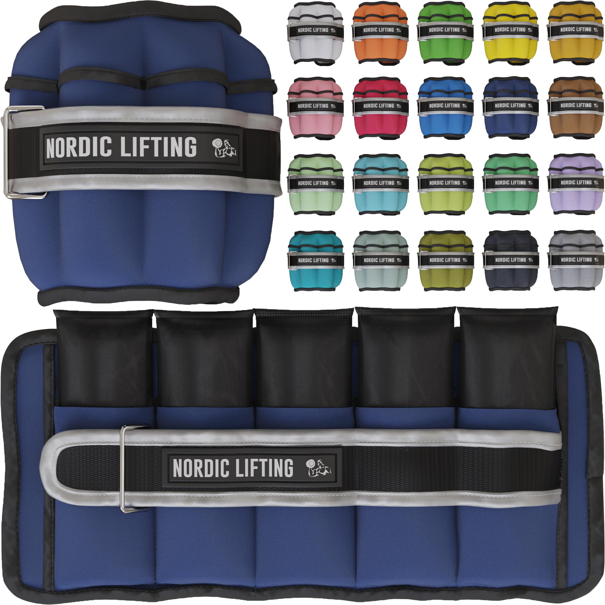 Nordic Lifting Sangle de cheville réglable – 1 paire de poignets lestés de 1 à 2,3 kg pour la marche, le fitness et l'entraînement