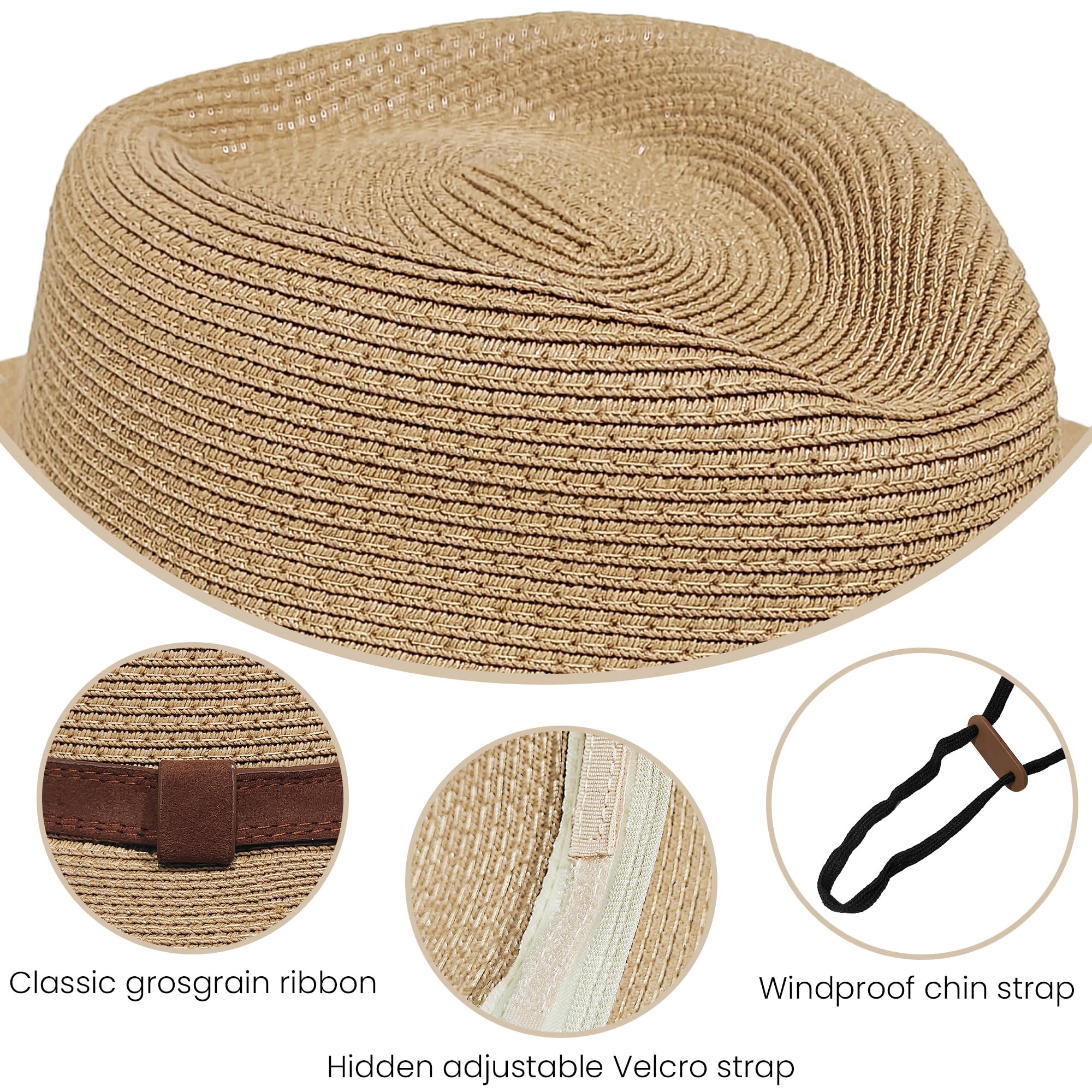 Wildarms Sombrero Panamá de Verano Unisex, Sombrero de Paja ala Ancha UPF 50 Plegable y Transpirable para Mujer y Hombre
