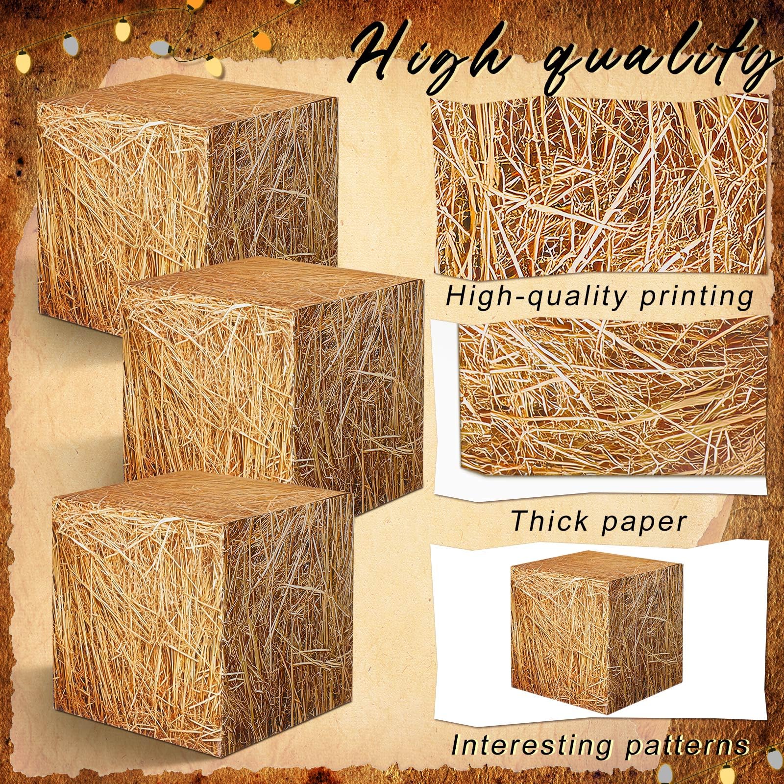 Threan 72pcs Bale Scatole Decorazione Western Cowboy Party Tridimensionale Barile di Legno Palloncino Western Cowboy Sfondo Grande Partito Sfondo Tema Festa di Compleanno Fotografia Puntelli