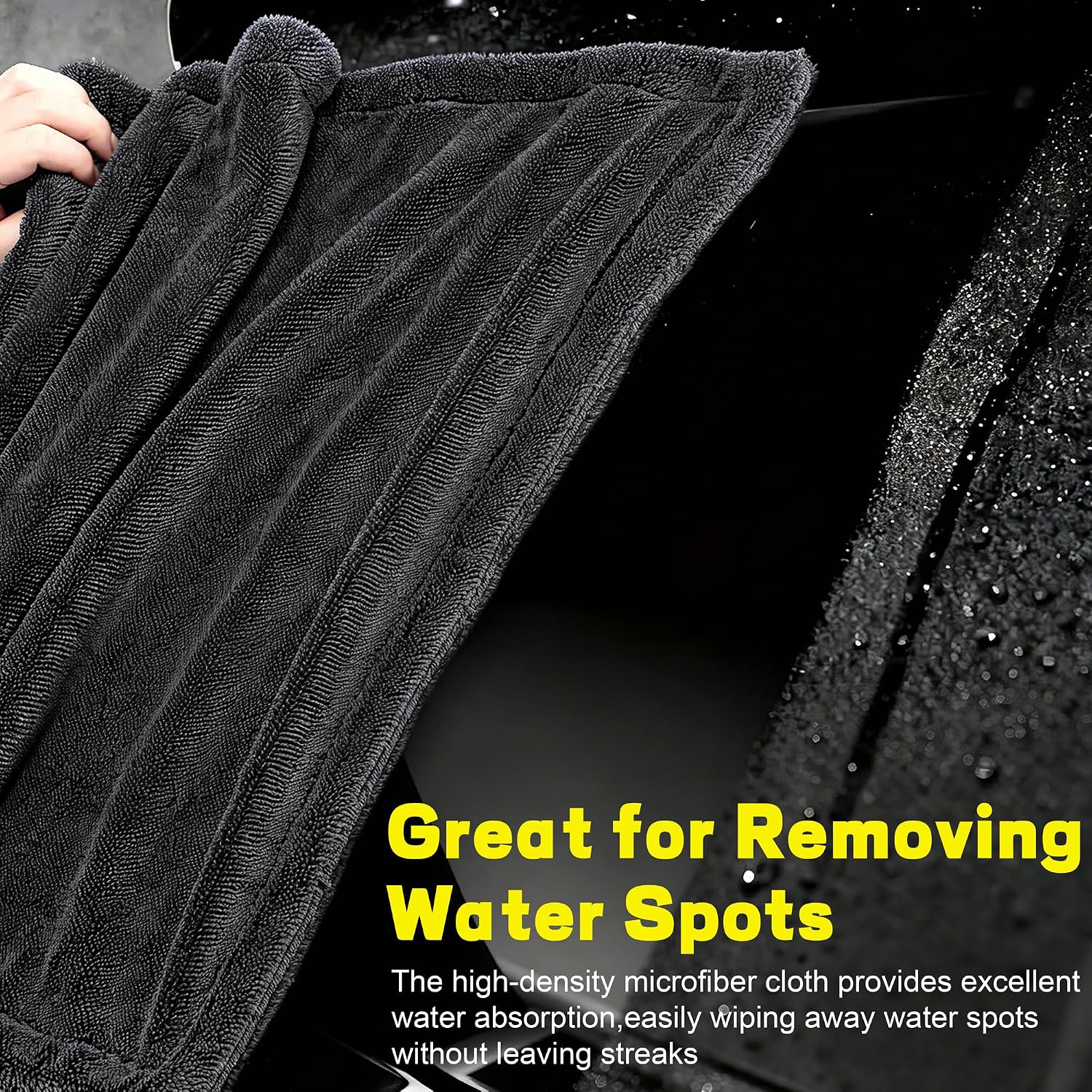 Aodaer 3 Pack Gray Car Drying Towel, 1200GSM Ultra Absorbent Microfiber, 24 x 36 Inch & 12 x 12 Inch Microfiber Towels for Cars, Twisted Loop, Dual Sided & Streak-Free for Auto Detailing Car SUV Truck