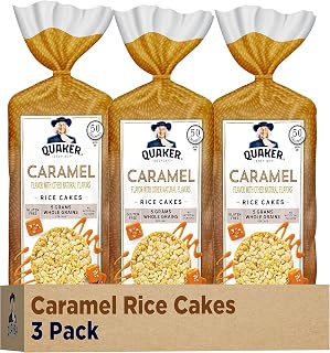 Quaker Large Caramel Rice Cakes, Pack of 3 - Crispy Whole Grain Snacks, Gluten Free & Healthy