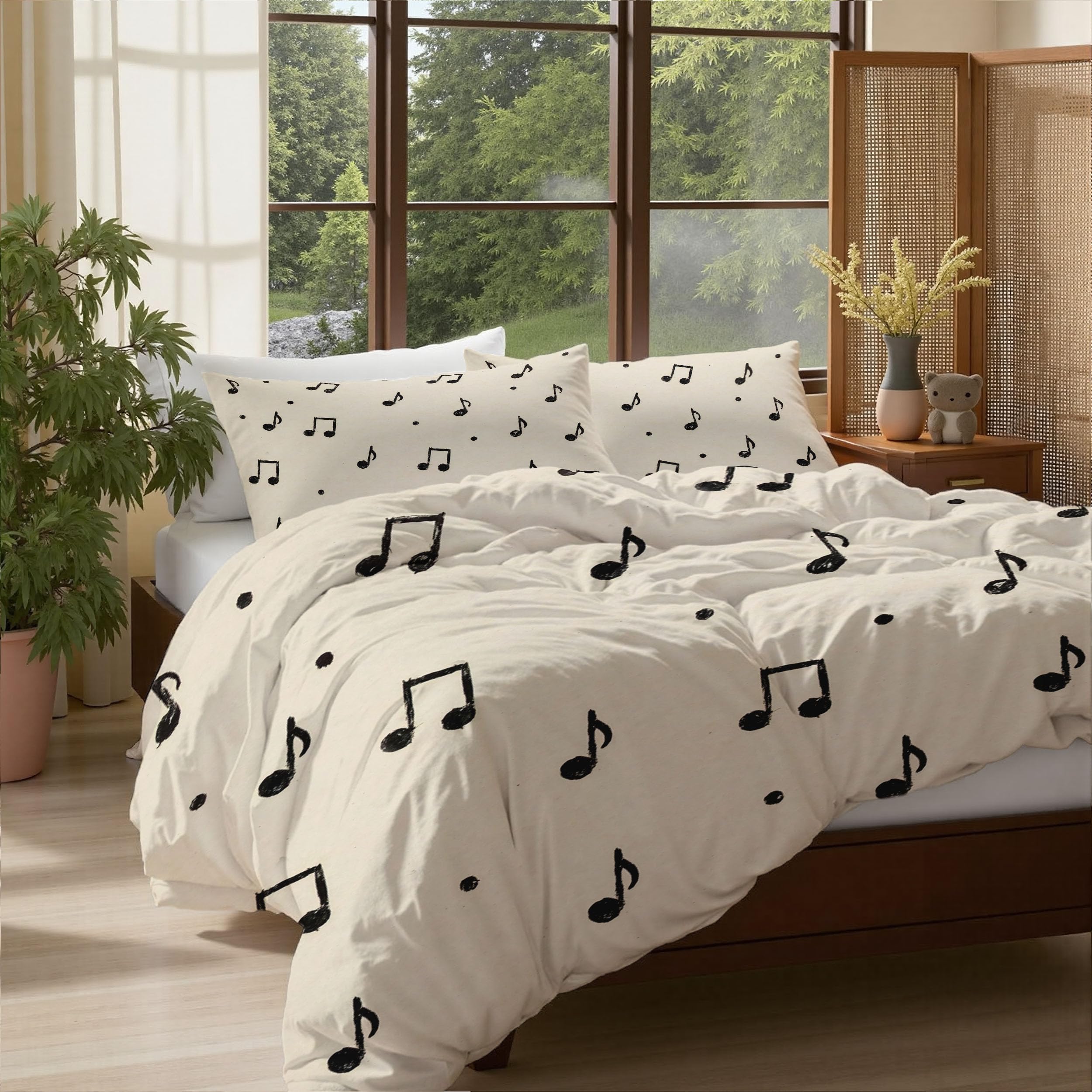 Housse de couette 220x240cm motif musique douce pour la peau des enfants et adultes