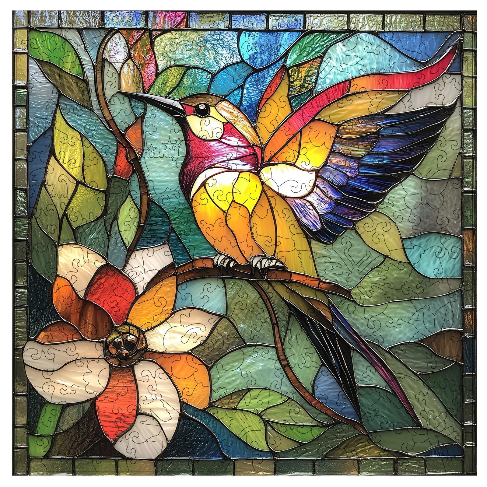 Qiuenisray Puzzle in legno per adulti, puzzle in legno, colibrì, puzzle in legno con scatola, certificato FSC, regali creativi per giochi di famiglia, 300 pezzi, 31,5 x 31,5 cm