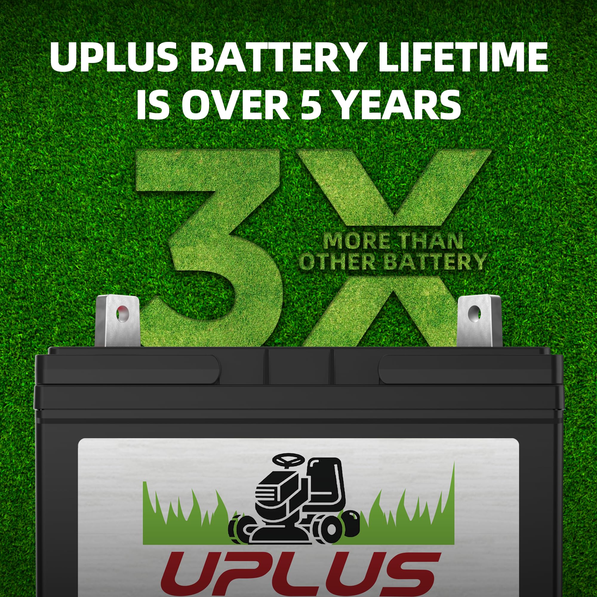UPLUS U1 Batterie pour tondeuse à gazon autoportée EBU1-4-P 12 V 25 Ah Batterie AGM sans entretien pour John Deere, Cub Cadet, Husqvarna, Craftsman, Toro, Ariens et Troy-Bilt