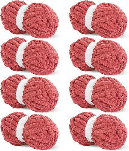 Vista 210 de HOMBYS Hilo de felpilla grueso y voluminoso para tejer a mano, hilo grueso y esponjoso para tejer a mano, hilo de felpa suave, paquete de 8