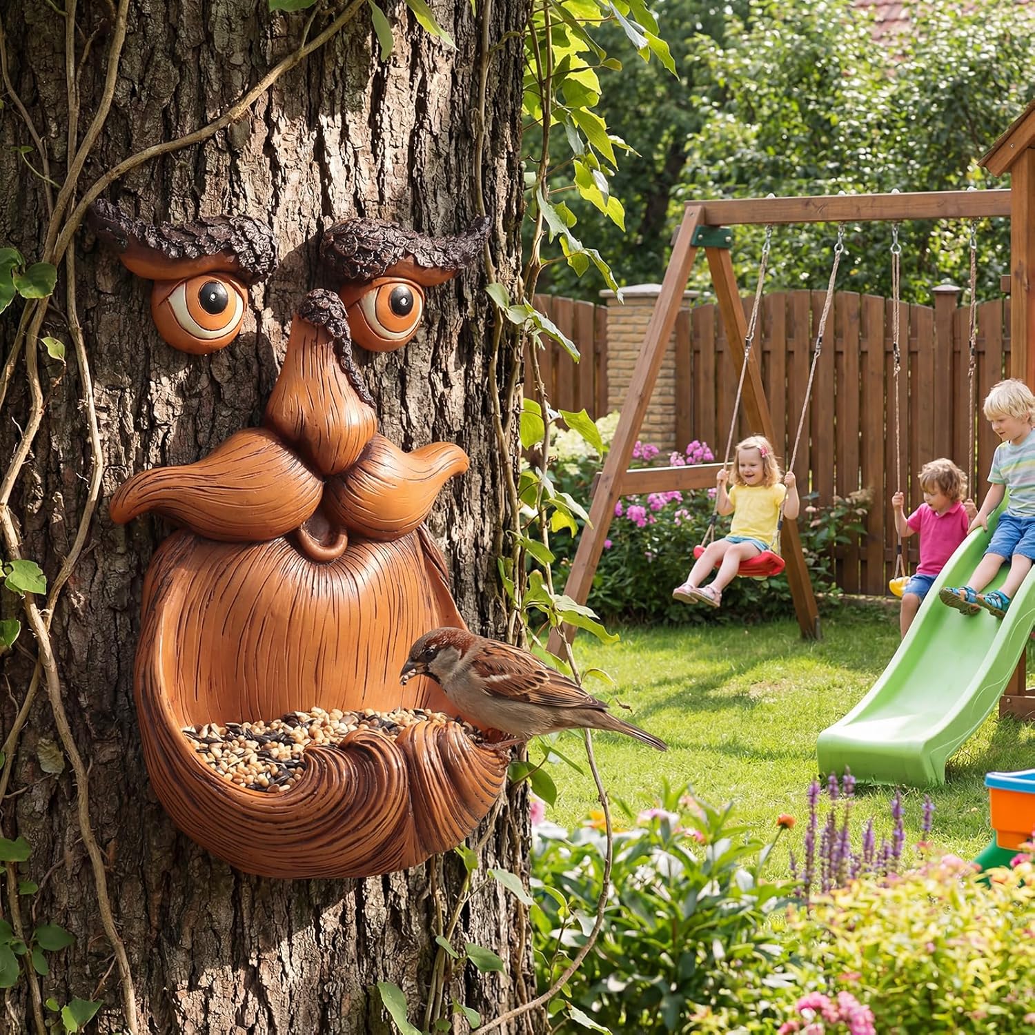 Tree Faces Decor Outdoor, Eyes Glow in Dark Tree Face for Tree Decoration, Tree Face Decor Tree Art for Lawn Garden Patio Backyard Ornaments