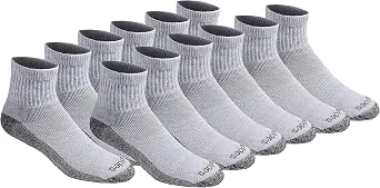 Dickies Mens Dri-Tech Moisture Control Quarter Socks, Available in M-XXL 6, 12, 18 Pairs