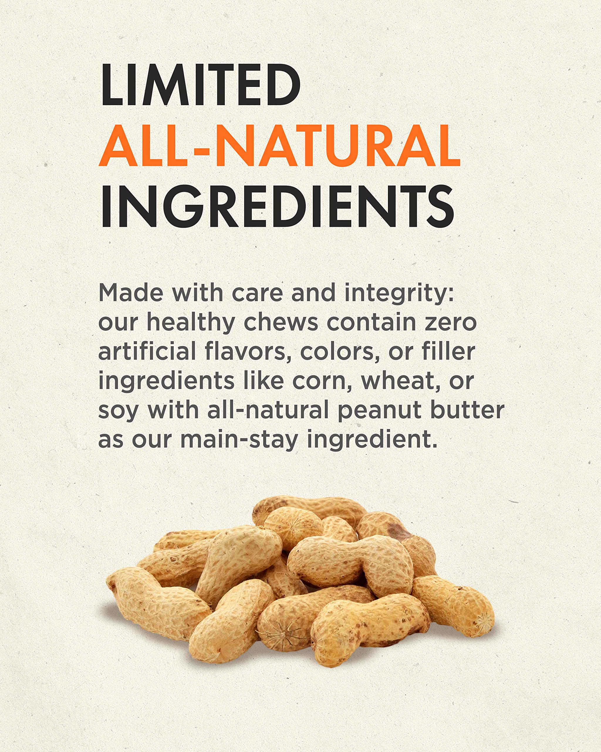Canine Naturals Burro di arachidi naturale da masticare, mini nodo, confezione da 12, 100% pelle grezza e senza collagene, realizzato con vero burro di arachidi, completamente naturale e facilmente