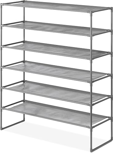 Miniatura 16 de Whitmor Zapatero de metal y malla de 4 niveles, Gunmetal 4 niveles, plomizo,Madera/Cromo,10 niveles, cromo,3 niveles, bambú y negro mate,Gris,4