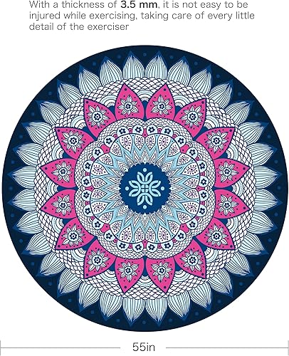 Miniatura 2 de Tapete de pilates redondo de gran tamaño para yoga, de goma, antideslizante, de 55.1 in, para ejercicio, meditación, para el hogar, al aire libre