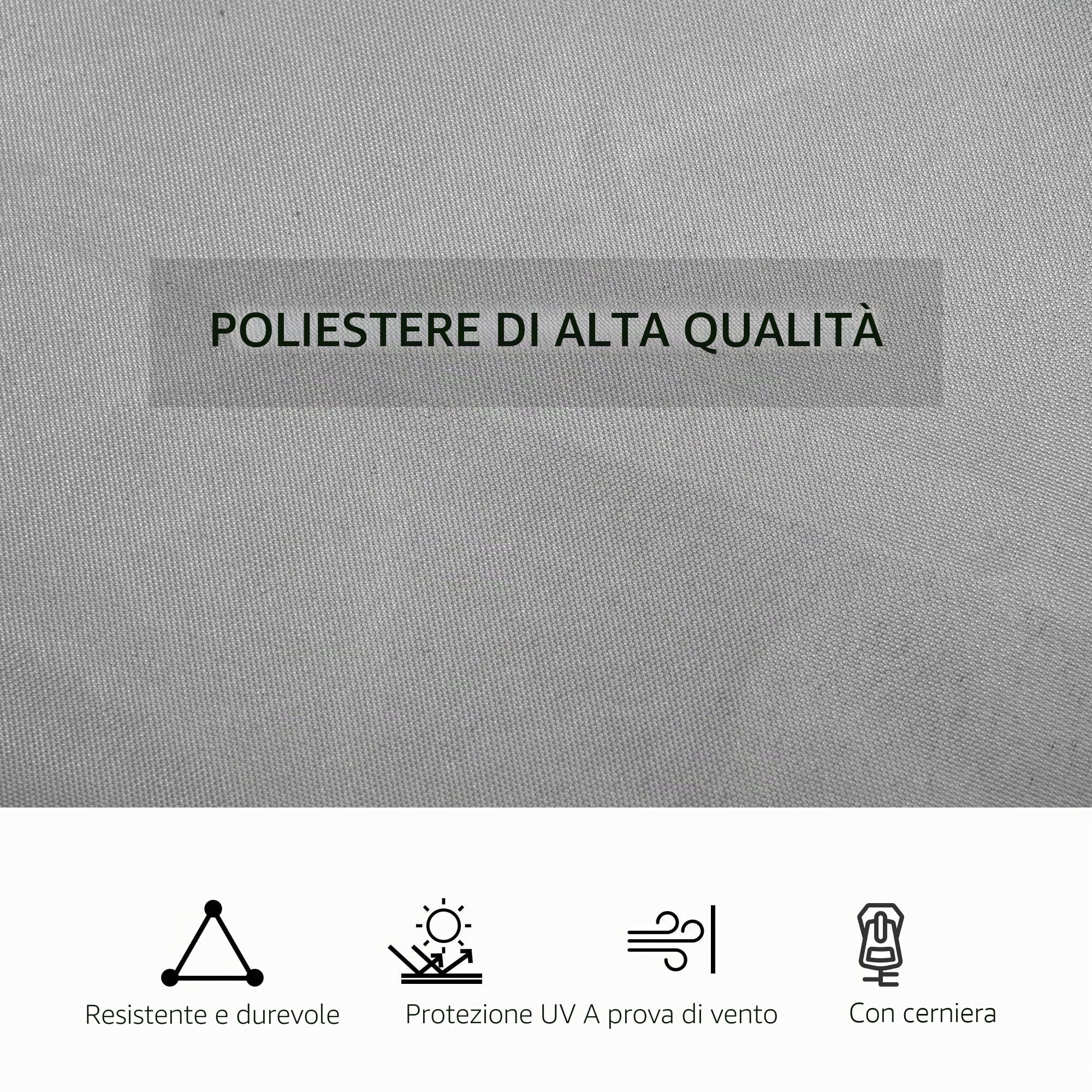 Outsunny 4 Pareti laterali per Gazebo 3x2 m Lati della tenda con ganci Tende senza finestra Sostituzione laterale per tende da giardino all'aperto Tende per feste Grigio chiaro