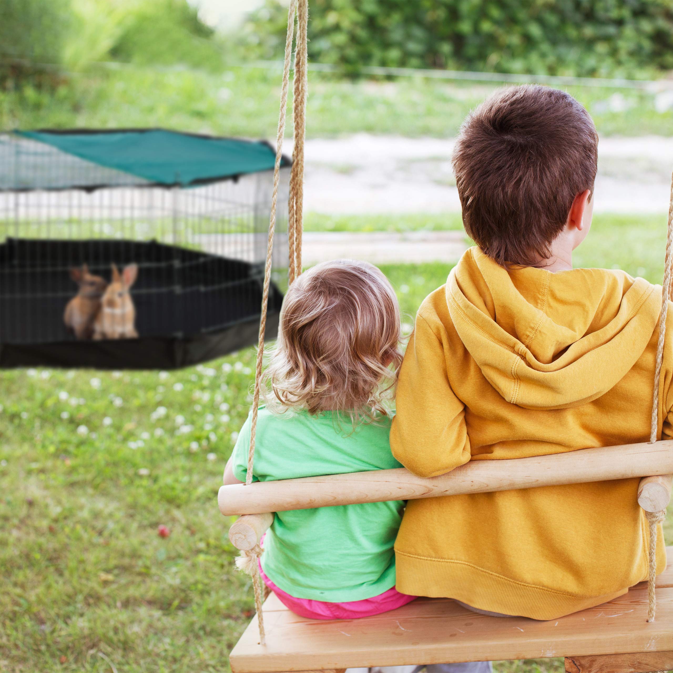 Relaxdays Tappetino per Animali, Ottagono, Impermeabile, Pavimento per Recinti con Chiusura a Strappo, 168x168 cm, Nero, Nylon, 1 pz