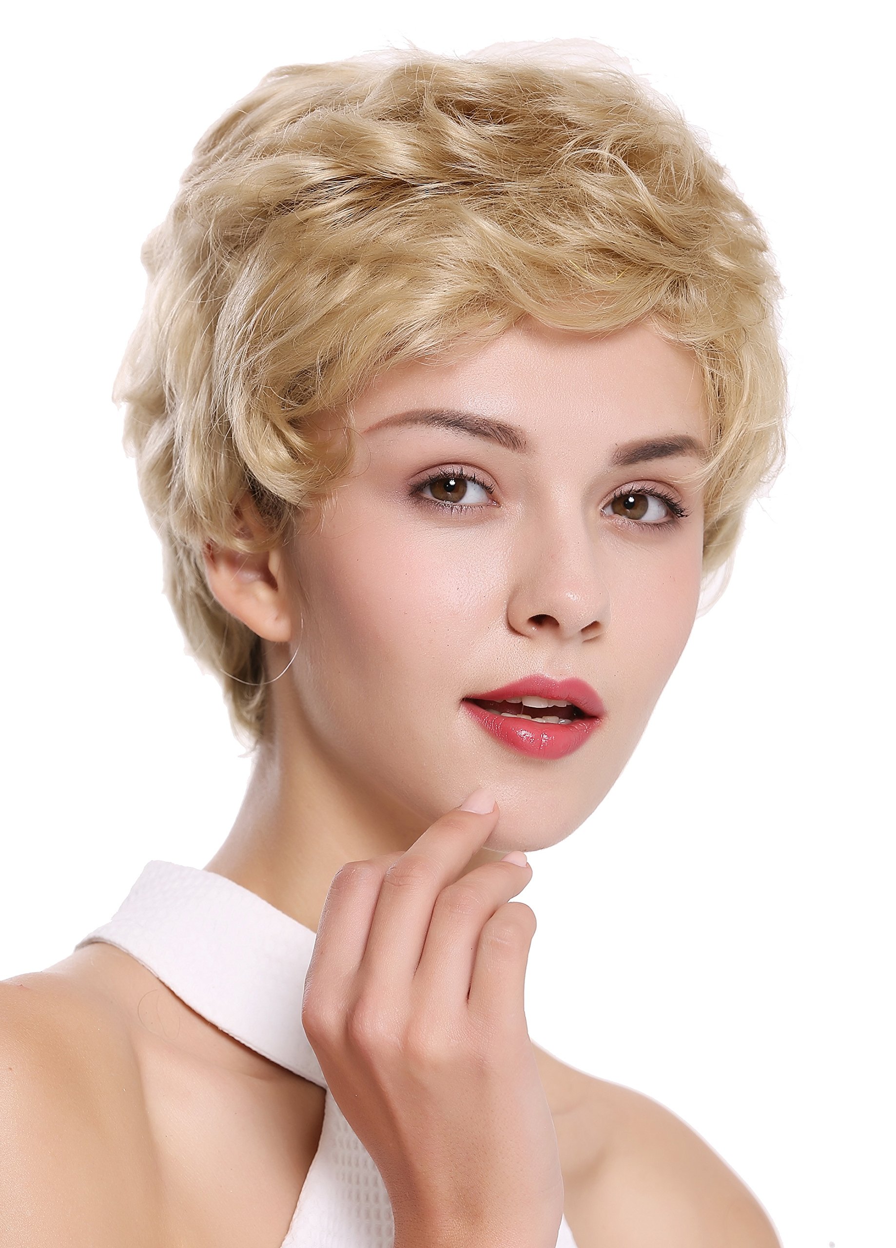 WIG ME UP - NG-HH-13-22 Parrucca Donna Uomo Capelli veri Corta Ondulata Alla moda Biondo
